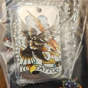 Ed Hardy Eagle Dog Tag Phone Charm - White/Black/Orange/Yellow/Blue